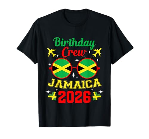 Birthday Crew Jamaica 2026 Escuadrón a Juego para Fiestas de Vacaciones Camiseta
