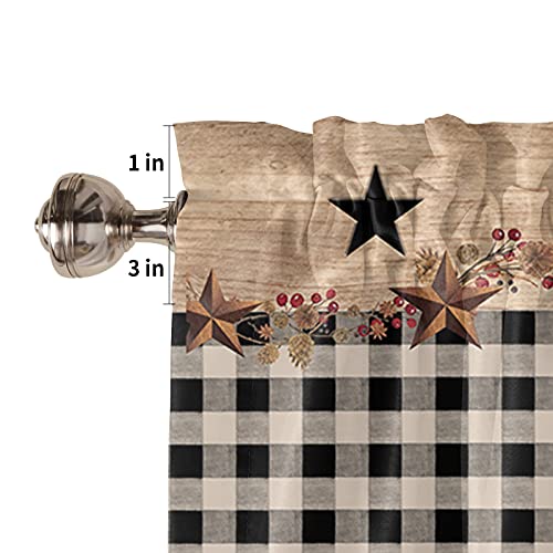 Libaoge Kitchen Curtain Valance And Tiers Set,Farm Rooster Sunflower Black Buffalo Plaid 3 Pieces Semi Sheer Window Treatment Small Window Curtains Set For Bathroom,Bedroom,54Wx18L In+27.5Wx36L In*2 #TOP4