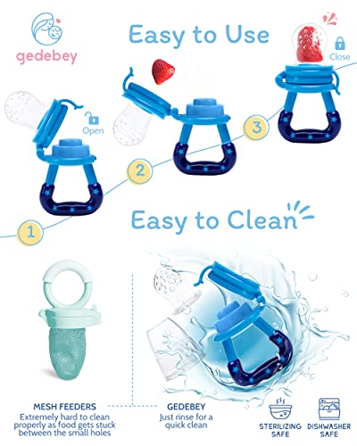 image for Gedebey Baby Food Feeder/Fruit Feeder Pacifier Nibbler (2 Pack) - Infa