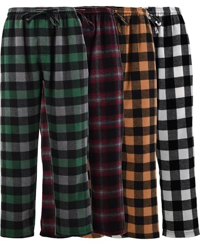 Andrew Scott Men's Super Soft Flannel Plaid Pajama Pants | Drawstring Lounge Pants | Multi Packs