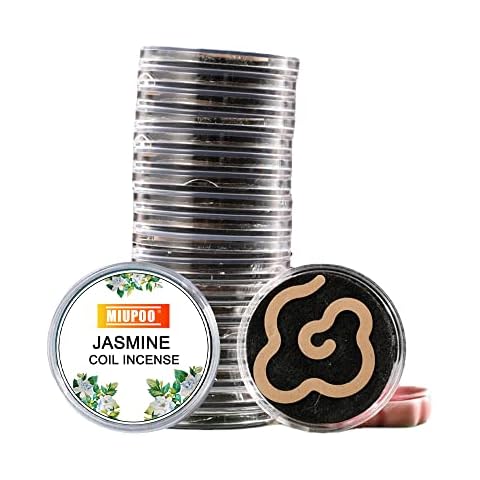 Miupoo Jasmine Coil Incense, Each Cloud Shaped Coil Incense Comes with A Outdoor Travel Portable Incense Rack, Pack of 20 Pieces Jasmine Incense Coils, One Coil Incense Burn for Approxi Aroma 1 Hour Cover