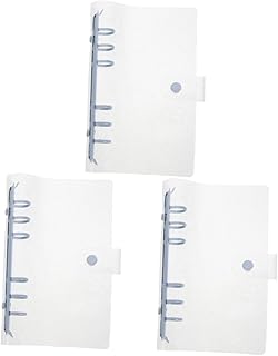 MAGICLULU 3 Peças Pastas De Arquivo De Folhas Soltas Transparentes Pasta De Folhas Soltas Planejador Fichário Transparente Capa De Caderno Planejador Capa De Fichário Kawaii Botão De