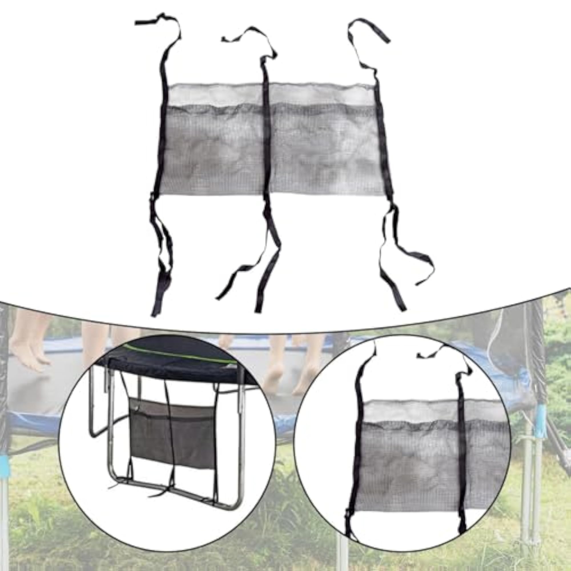 Trampoline Shoes Storage Bag Portable Easy Setup Trampoline Storage Mesh Bag 2 Pockets