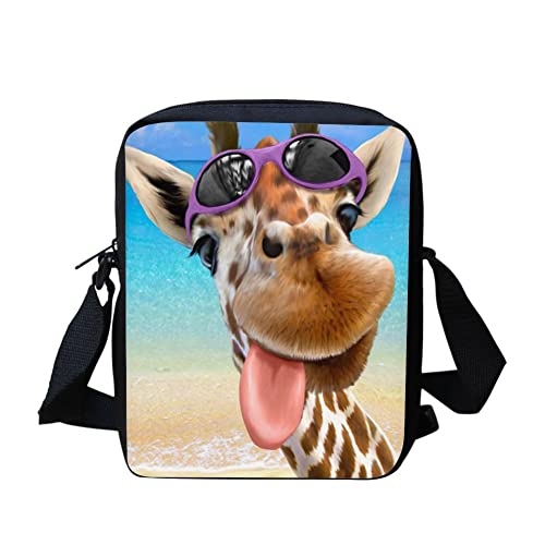 Jiueut Joli sac à main à bandoulière pour téléphone portable, petite pochette à bandoulière pour femmes, filles, garçons, adolescents, Girafe de plage, Taille unique Cover