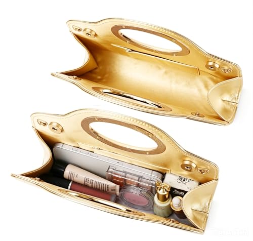Image of Top Metal Handle Clutch Bags for Women, Evening Handbag Shoulder Crossbody Purse with Chain