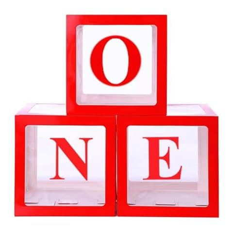HUAXI One Boxes for 1st Birthday, One Balloon Box With 20 Balloons, Baby Girl First Birthday Decorations, 1st Birthday Party Decorations Boy, 1st Anniversary Photoshoot Props Backdrop. (Red box) Cover