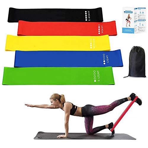 Resistance Bands Set 5 Packs Exercise Loop Bands - Latex Exercise Bands Stretch Strength Training Pull Ring Therapy Pilates Yoga Sport Bands