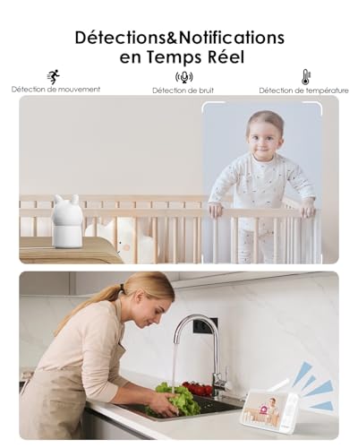 CZEview Babyphone 2 Caméras 2.5K, Ultra Grand Moniteur HD 5,5", APP – vue 4