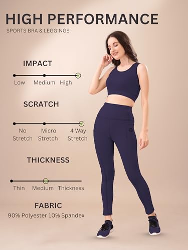 Image of High-Waist Track Suit, Co-ord Set for Women's, Gym wear 2-Piece Workout Set, Sports Bra and Bottom Set, Sports Running Suits, Yoga Wear
