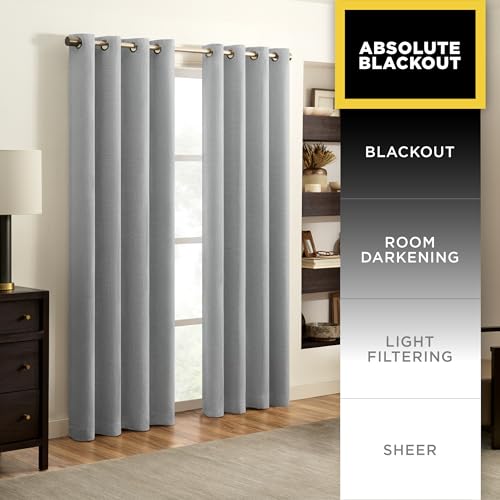 Eclipse Eames Absolute Zero Blackout Curtain, 50 Inch x 63 Inch, Thermal Curtain, Insulated, Blackout Curtain for Bedroom or Living Room Curtain, 1 Panel, Blue