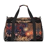 Aubnva Bolsa de viaje plegable de gran capacidad con estampado de fuegos artificiales