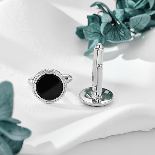 Black Onyx Cufflinks Sterling Silver Cufflinks for Tuxedo Shirt Accessories4