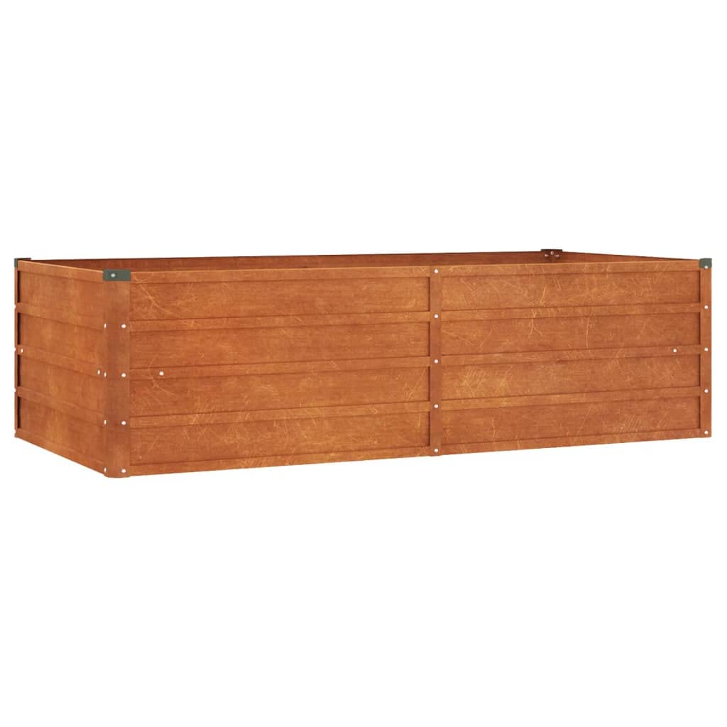 vidaXL Corten Steel Garden Raised Bed with Sturdy Frame and Safe Edge Fold Design, Rusty, 160x80x45 cm - Durable Weather Resistant Outdoor Planter for Plants, Flowers, Herbs, and Vegetables