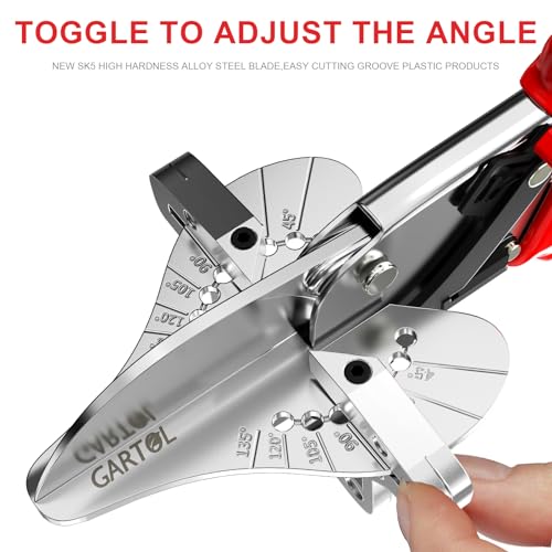 Image of GARTOL Ratchet Miter Shears, Effortless Multi-Angle Cutter for Shoe Moulding & Quarter Round, 45-135 Adjustable Trim Scissors for Softwood, PVC and Crafting with SK5 Steel Blade & Spare Blade