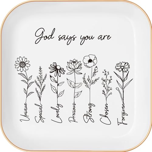 Funnywish Christian Gifts for Women – Ring Tray, Confirmation Gifts for Teen Girls, Christian Jewelry Dish, Religious Gifts for Women, Christmas Gift – Jewelry Dish Tray