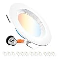 PARMIDA (12 Pack) 5/6 Inch 5CCT LED Recessed Lighting, Dimmable, 12W, 1000LM, 2700K/3000K/4000K/5000K/6000K 5 Color Selectable, Baffle Trim Retrofit Can Light, ETL & Energy Star Certified