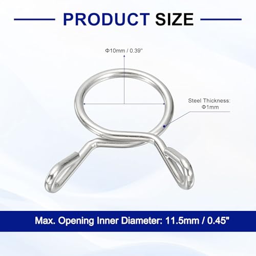 Abrazaderas de manguera de combustible uxcell de 10mm en acero inoxidable 304 para tubo de moto 3