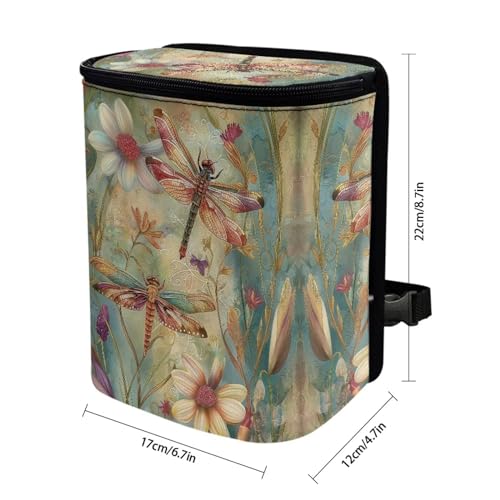 Image of DISNIMO Dragonfly Car Trash Can, Car Trash Bag Hanging Large Capacity Car Organizer and Storage with Adjustable Straps, Leakproof Trash Bin Interior Car Stuff Storage