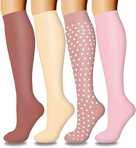 Laite Hebe 4 Pairs-Compression Socks for Women&Men Circulation-Best Support for