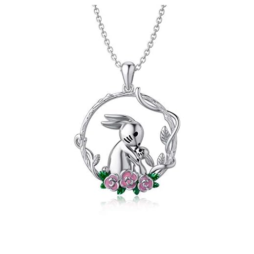 PEIMKO Sterling Silver Bunny Necklace Cute Rabbit Animal Necklace Mothers Day Jewelry Birthday Gift for Women (Mother and Child)