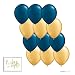 Andaz Press 11-inch Latex Balloon Duo Party Kit with Gold Cards & Gifts Sign, Navy Blue and Gold, 12-pk, Nautical Birthday Decorations