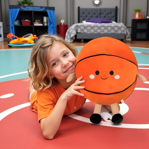 Image of Ryttir 11 Inch Big Creative 3D Simulation Basketball Pillow,Fluffy Cars Pillow Basketballs Toy Outdoor Cushions for Ball Owners,Cuddle Companion for Kids and Adults