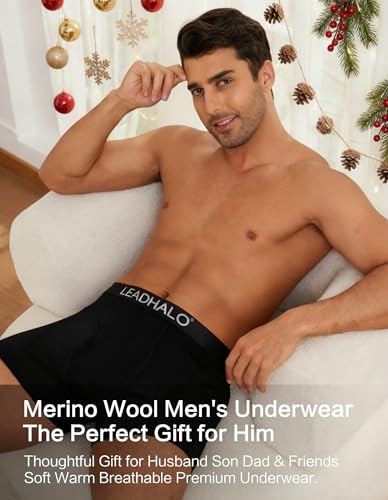 Image of 3 Pack Merino Wool Underwear for Men, Moisture Wicking Wool Boxers Briefs for Base Layer, Thermal Boxers with Pouch