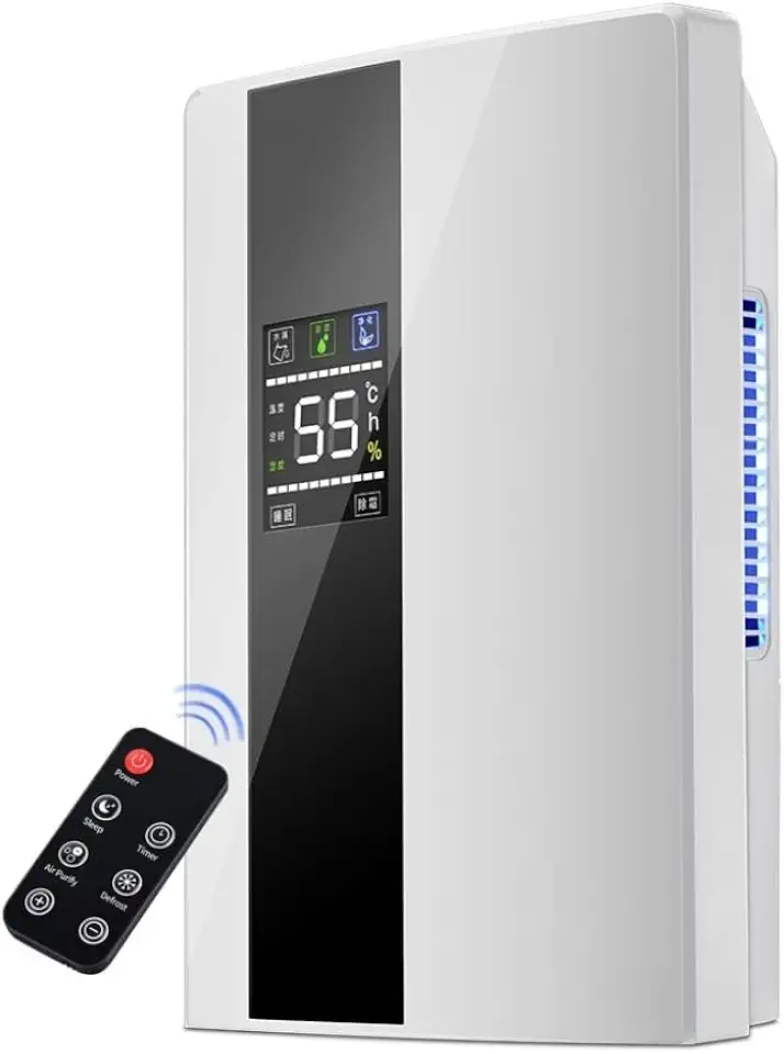 Desumidificador Elétrico de Ar Antimofo Portátil Bivolt, com Controle Remoto, Ideal para Casa, Quarto e Closet Residencial (Branco 2000ml127/220v)