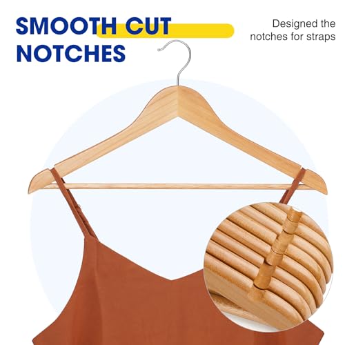 Korpai 24-Pack Wooden Hangers,Wooden Clothes Hangers With Smooth Shoulder Grooves,Suit Hangers With 360-Degree Rotatable Hook thumb #3