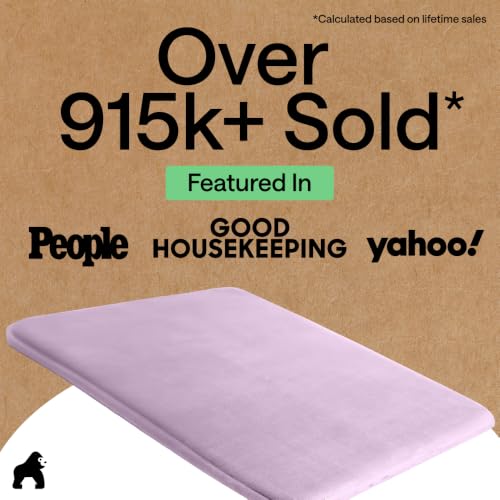 Image of GORILLA GRIP Memory Foam Bath Mat, Soft Absorbent Velvet Bathroom Mats, Durable Dots on Underside, Machine Washable Bathmat, Carpet Rug Room Decor for Shower Tub Floor RV, 24x17 Rugs, Purple