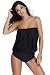 Huusa Womens Sexy Bandeau Blouson Tankini 2pcs Swimsuit Bikini XL Black