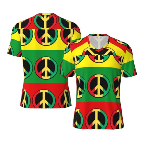 Stylish Athletic Sports Jersey Rasta-Peace-Sign Men's Rugby Jersey X-Large Black