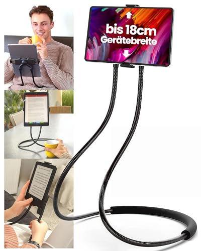 Schwanenhals Tablet Halterung - Flexible Tablet Halterung Bett - Kindle Halterung Bett/Tablet Halter - iPad Halterung Ständer Tisch Auto Hüfte bis 18cm Gerätebreite