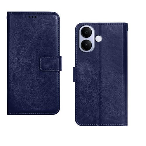 Image of amazon basics Vivo V60 Lite 5G Flip Cover | Card Pockets Wallet & Stand | Flip Cover for Vivo V60 Lite 5G (Blue)
