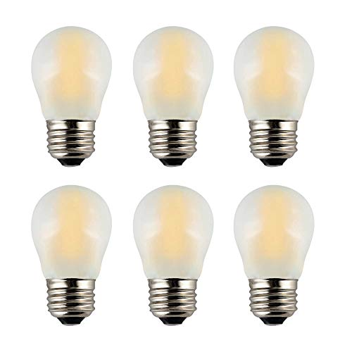 OPALRAY A15 Mini Globe Bulb with LED Filament, 2W Dimmable, 25 Watts Incandescent Replacement, E26 Medium Base, Small Size LED Bulbs, 200Lm Warm White Light(2700K), Frosted Glass Cover, 6 Pack