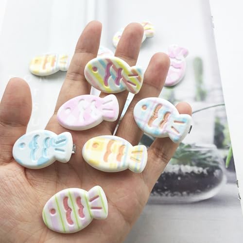12 piezas de pinzas para cabello con diseño de peces coloridos miniatura 6