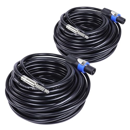 SUNNAREPOON 2 Pack 50 Feet Speakon to 1/4 Inch Cable - SpeakON NL4FX Plug to 1/4