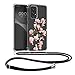 Transparent Case günstig Kaufen-kwmobile Necklace Case kompatibel mit Samsung Galaxy A33 5G Hülle - Silikon Cover mit Handykette - Rosa Weiß Transparent Magnolien
