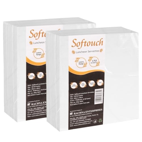 SofTouch 4 Ply Tissue paper Napkin 40x40 cm 50 Pcs each-Set of 2 for dinner, lunch,party (B08YL2WGNN) Amazon Price History, Amazon Price Tracker