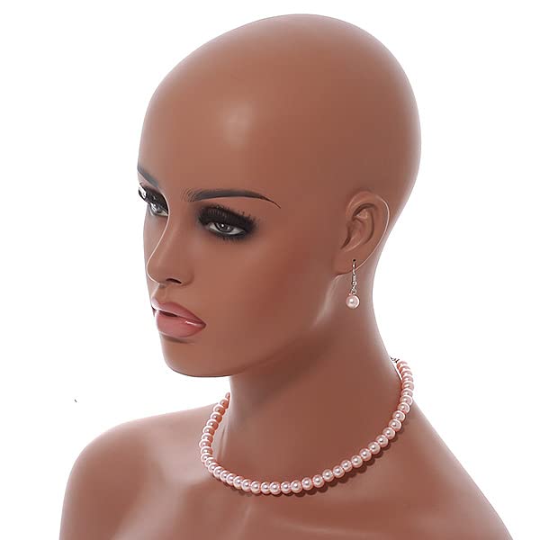 Juego de collar y pendientes rosa de cristal para invitada de boda y eventos 3