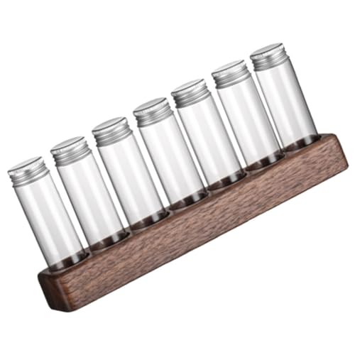 Soporte de madera con 7 tubos de vidrio DECHOUS para almacenar granos de café en cocinas 2