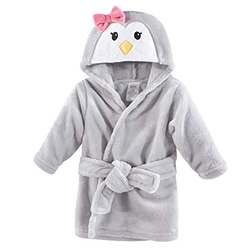Image of Luvable Friends Unisex Baby Plush Bathrobe, Girl Penguin, 0-9M
