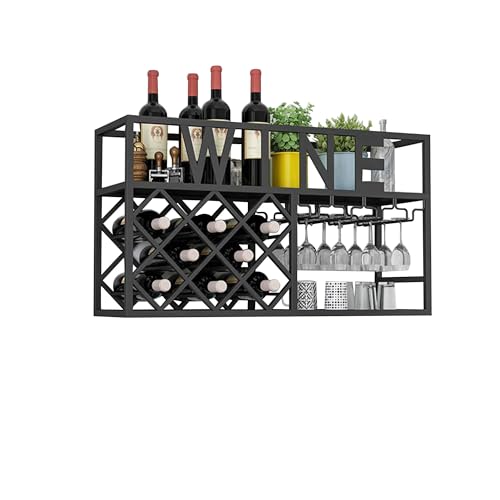 OUBBDVRT Portabottiglie mobile a parete montata con supporto per bicchiere da vino sospeso per bottiglie di liquori e mini barre per scarichi per la casa e arredamento della sala da pranzo