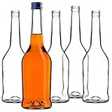 KADAX Lot de 10 bouteilles en verre vides de 500 ml, pour remplir d'huile, vinaigre, liqueur, vin et eau-de-vie, bouteilles en verre, bouteilles à liqueur, bouteilles de jus (Bleu)