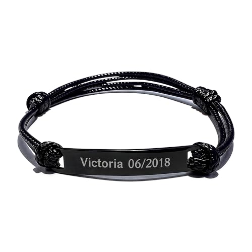 MENKËLL - Bracciale Personalizzato Unisex - Cordoncino Regolabile, Placca in