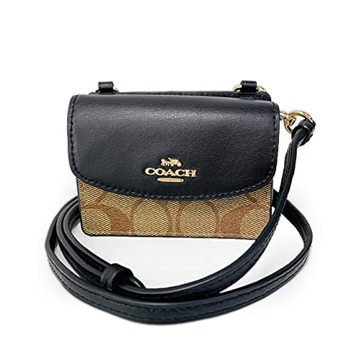 Coach-Womens-Flap-Card-Case-on-Lanyard-Signature-coated-canvas-and-smooth-leather-Khaki-Black-Multi