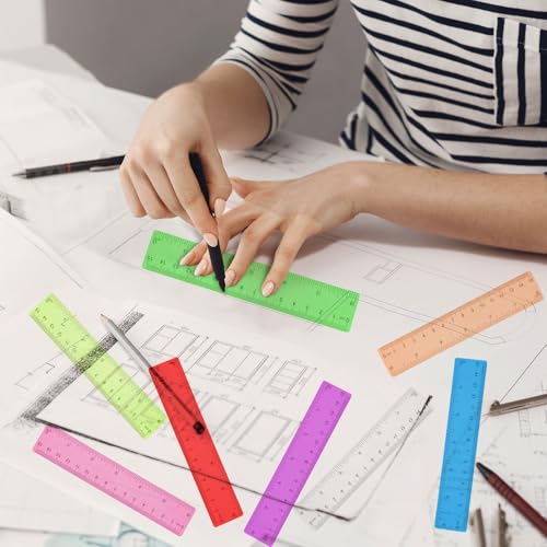 16 Packs 6 Inch Ruler 8 Assorted Color Plastic Ruler Small Rulers for Kids Flexible Ruler Straight Edge Ruler Measuring Tool Rulers Bulk for Classroom School Supplies - Image 5