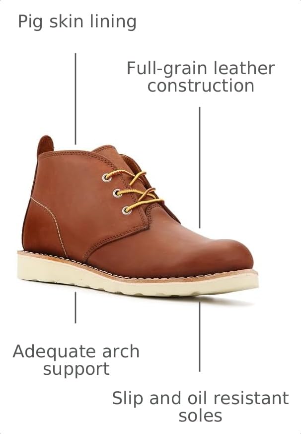 Image of Men's 6 inch Leather Steel Toe Work Boots, Slip & Oil Resistant