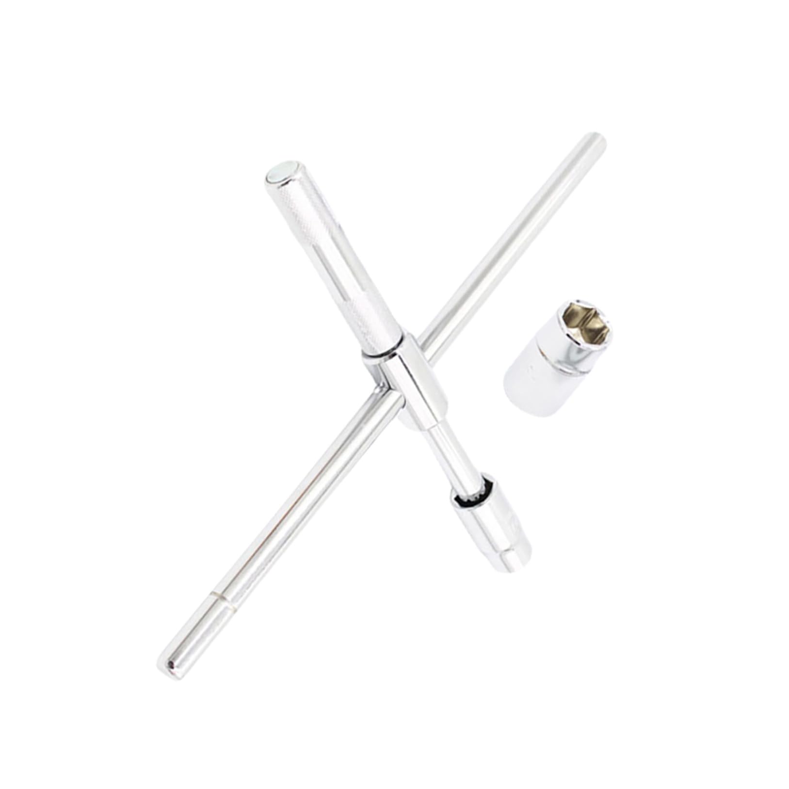 Llave de Rueda de Cruz 17/19/21/23mm de Acero para Ruedas | Plata, Estructura de 4 Vías, Diseño Ergonómico, Mayor Par y Dureza, para Camiones Ligeros y Autocaravanas