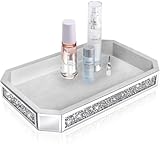 Wocred Mirror Perfume Tray fits Dresser Bedroom,Crushed Diamond Bathroom Box, Vanity Tray,Decorative Serving Tray for Coffee Table Decor(15”x 10”x 2”)